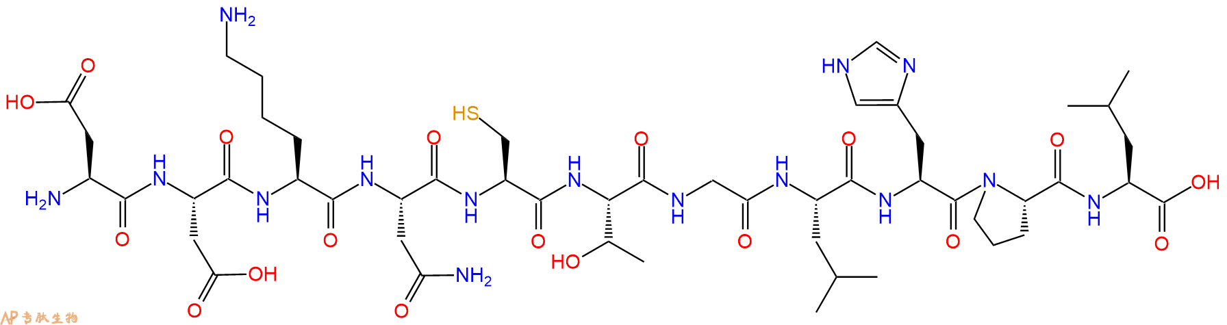 专肽生物产品H2N-Asp-Asp-Lys-Asn-Cys-Thr-Gly-Leu-His-Pro-Leu-OH