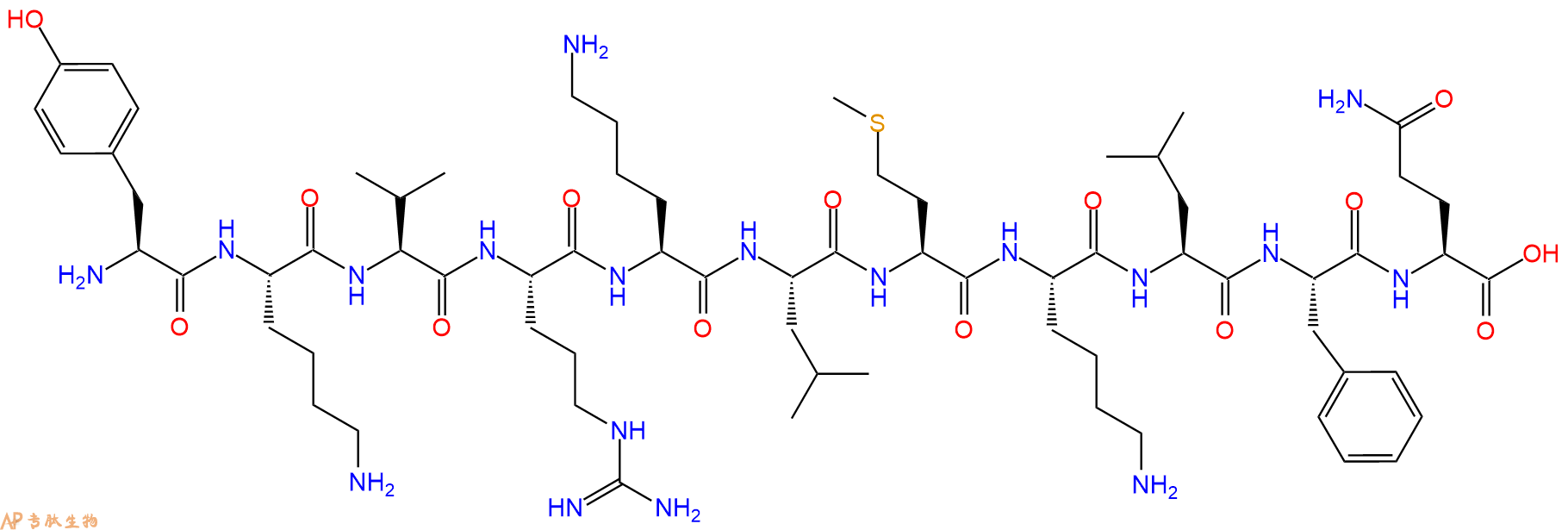 专肽生物产品H2N-Tyr-Lys-Val-Arg-Lys-Leu-Met-Lys-Leu-Phe-Gln-OH