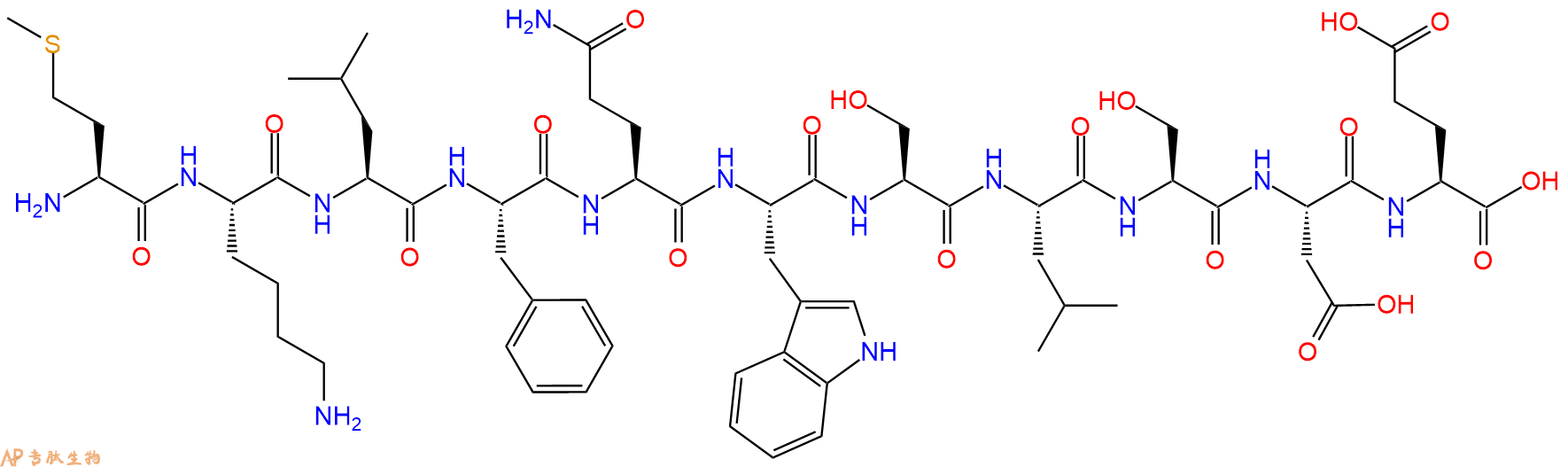 专肽生物产品H2N-Met-Lys-Leu-Phe-Gln-Trp-Ser-Leu-Ser-Asp-Glu-OH