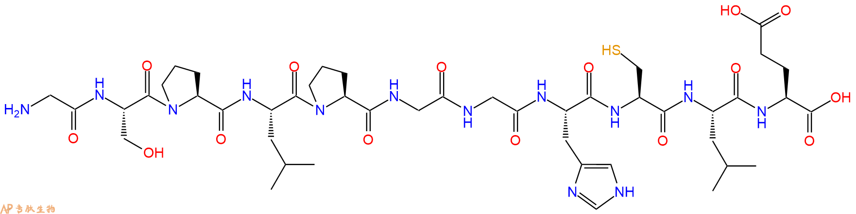 专肽生物产品H2N-Gly-Ser-Pro-Leu-Pro-Gly-Gly-His-Cys-Leu-Glu-OH