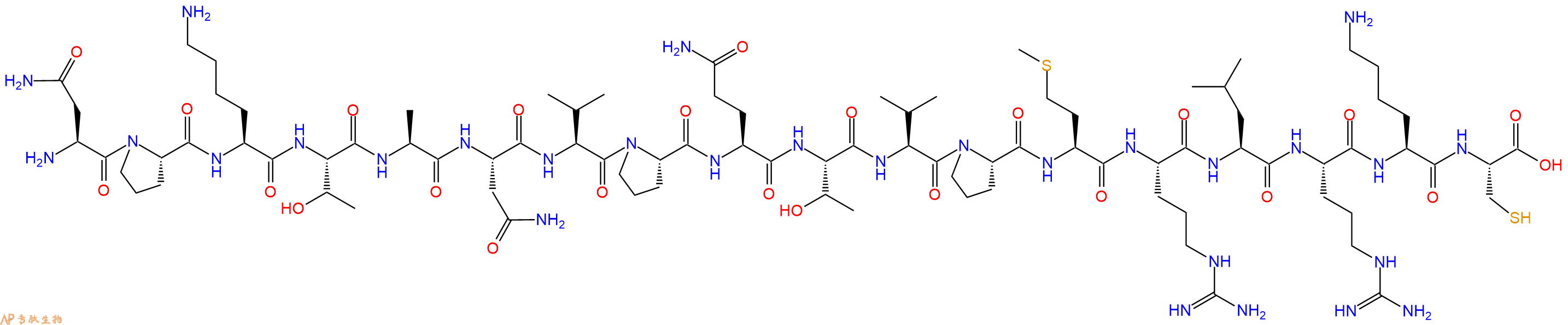 专肽生物产品H2N-Asn-Pro-Lys-Thr-Ala-Asn-Val-Pro-Gln-Thr-Val-Pro-Met-Arg-Leu-Arg-Lys-Cys-OH