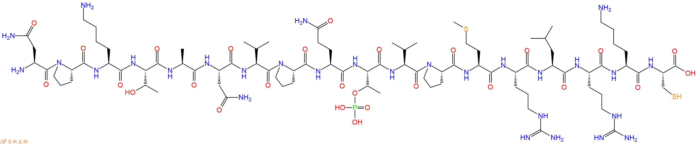 专肽生物产品H2N-Asn-Pro-Lys-Thr-Ala-Asn-Val-Pro-Gln-pThr-Val-Pro-Met-Arg-Leu-Arg-Lys-Cys-OH