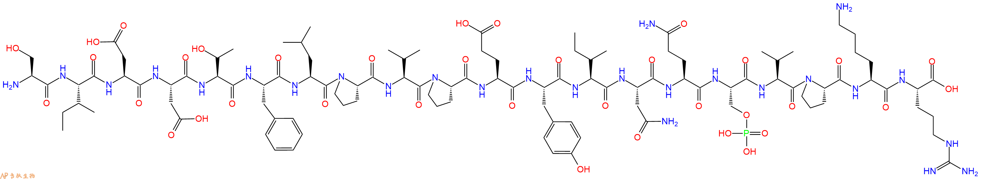 专肽生物产品H2N-Ser-Ile-Asp-Asp-Thr-Phe-Leu-Pro-Val-Pro-Glu-Tyr-Ile-Asn-Gln-Ser(PO3H2)-Val-Pro-Lys-Arg-OH