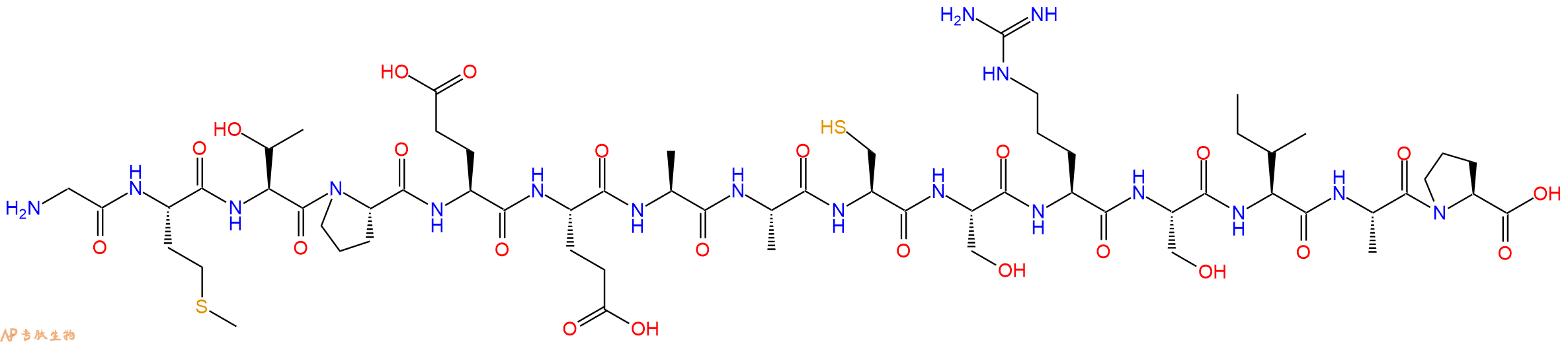 专肽生物产品H2N-Gly-Met-Thr-Pro-Glu-Glu-Ala-Ala-Cys-Ser-Arg-Ser-Ile-Ala-Pro-OH