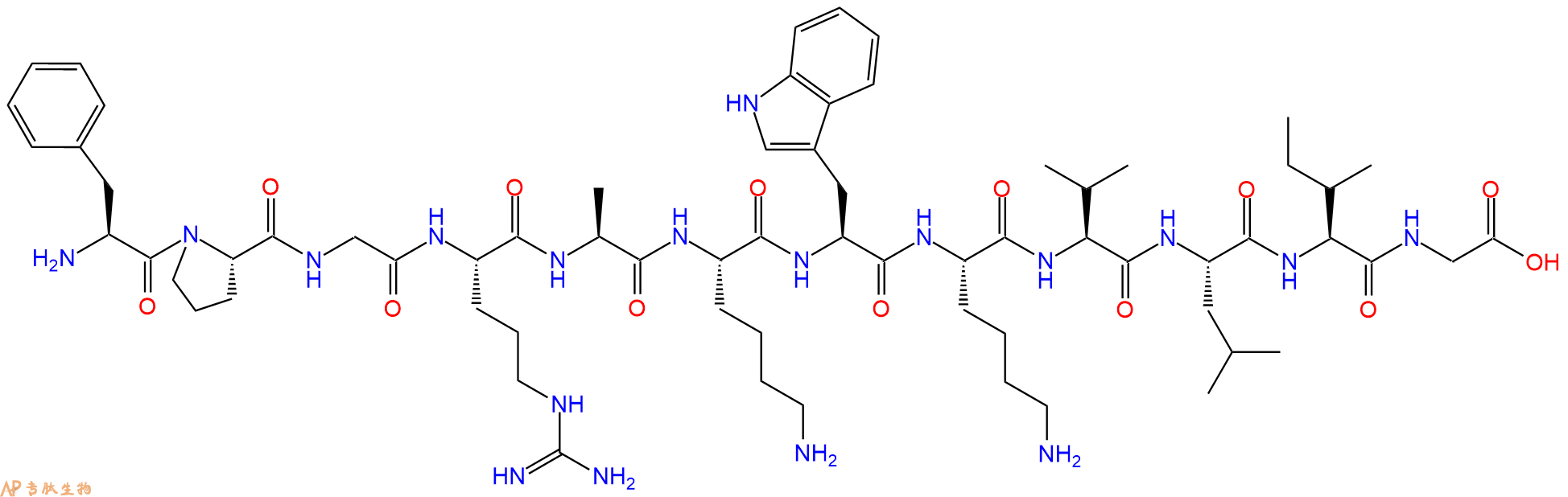 专肽生物产品H2N-Phe-Pro-Gly-Arg-Ala-Lys-Trp-Lys-Val-Leu-Ile-Gly-OH