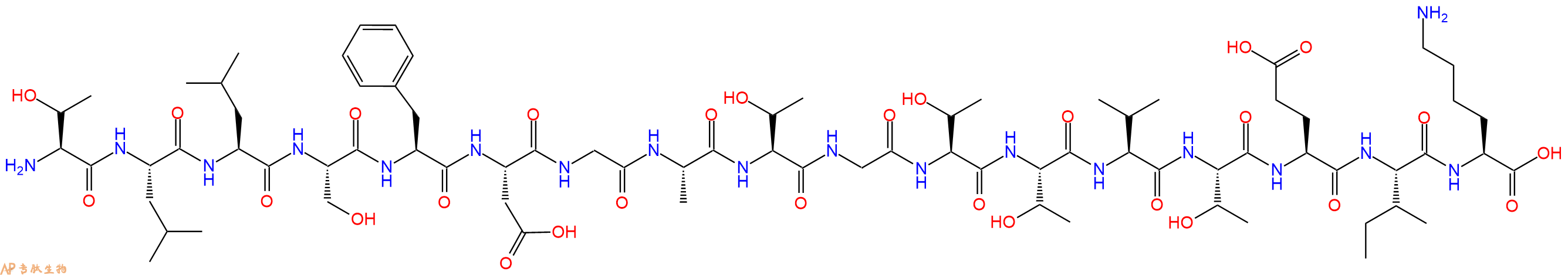 专肽生物产品H2N-Thr-Leu-Leu-Ser-Phe-Asp-Gly-Ala-Thr-Gly-Thr-Thr-Val-Thr-Glu-Ile-Lys-OH