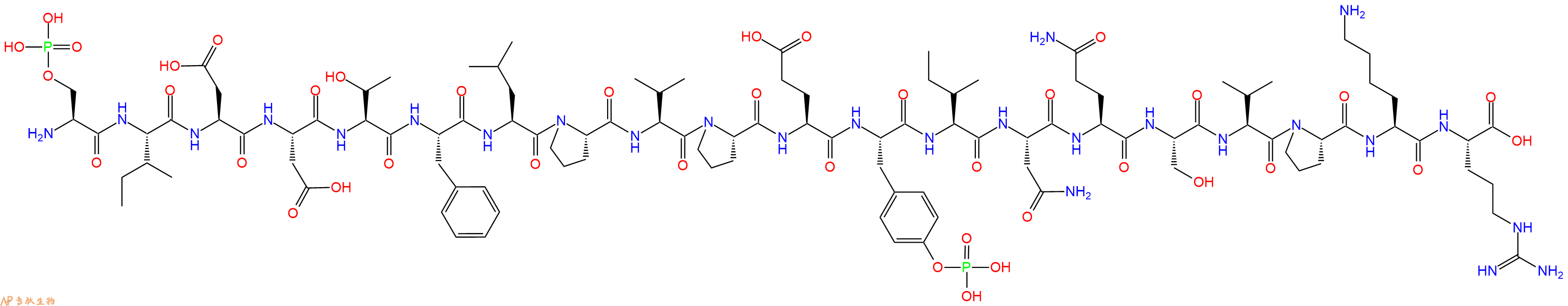 专肽生物产品H2N-Ser(PO3H2)-Ile-Asp-Asp-Thr-Phe-Leu-Pro-Val-Pro-Glu-Tyr(PO3H2)-Ile-Asn-Gln-Ser-Val-Pro-Lys-Arg-OH