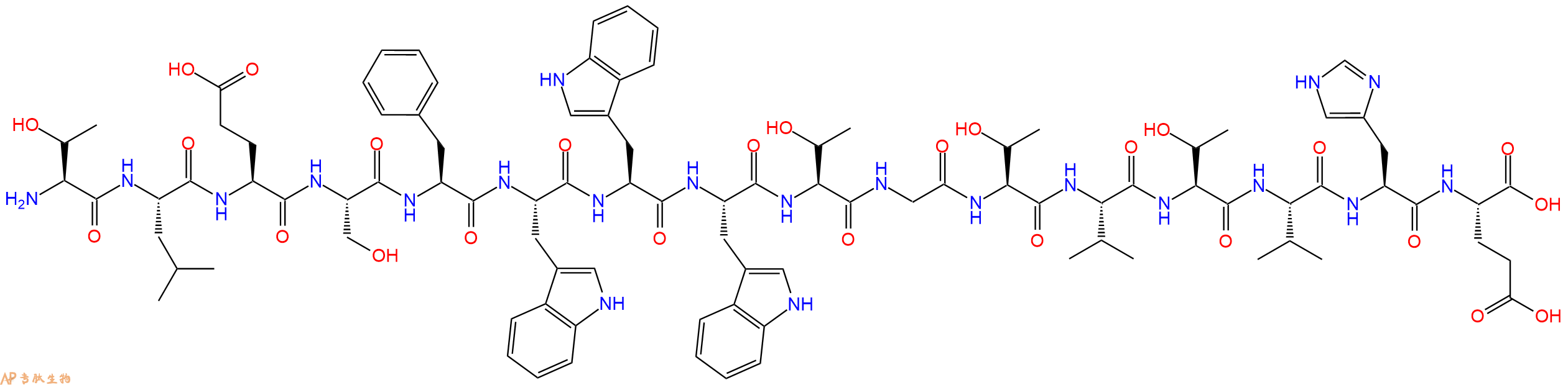 专肽生物产品H2N-Thr-Leu-Glu-Ser-Phe-Trp-Trp-Trp-Thr-Gly-Thr-Val-Thr-Val-His-Glu-OH