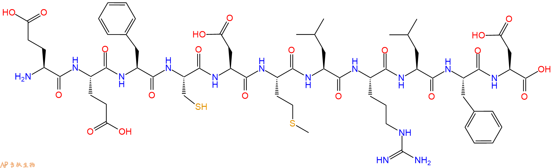 专肽生物产品H2N-Glu-Glu-Phe-Cys-Asp-Met-Leu-Arg-Leu-Phe-Asp-OH