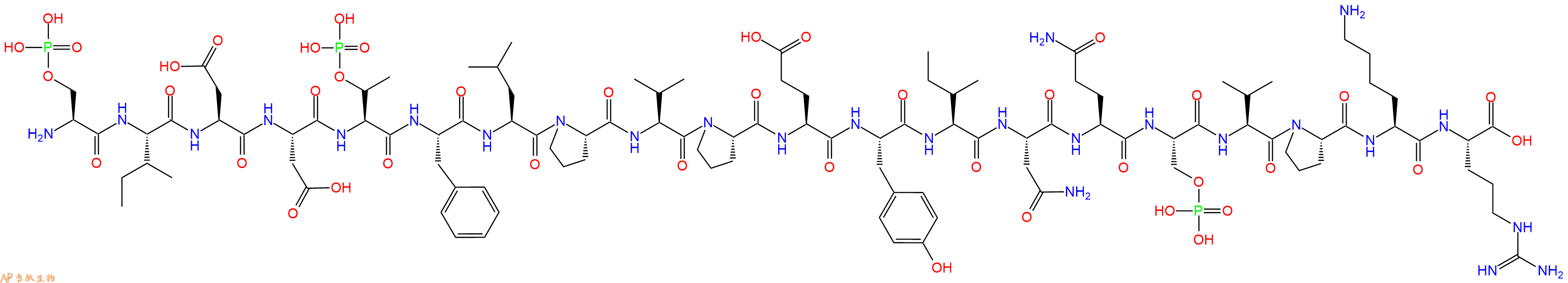 专肽生物产品H2N-Ser(PO3H2)-Ile-Asp-Asp-pThr-Phe-Leu-Pro-Val-Pro-Glu-Tyr-Ile-Asn-Gln-Ser(PO3H2)-Val-Pro-Lys-Arg-OH
