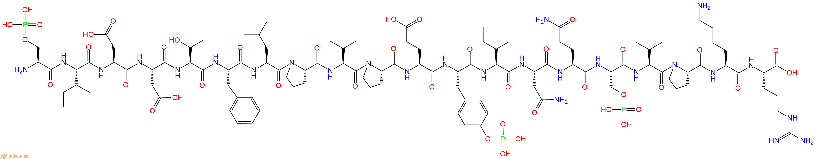专肽生物产品H2N-Ser(PO3H2)-Ile-Asp-Asp-Thr-Phe-Leu-Pro-Val-Pro-Glu-Tyr(PO3H2)-Ile-Asn-Gln-Ser(PO3H2)-Val-Pro-Lys-Arg-OH