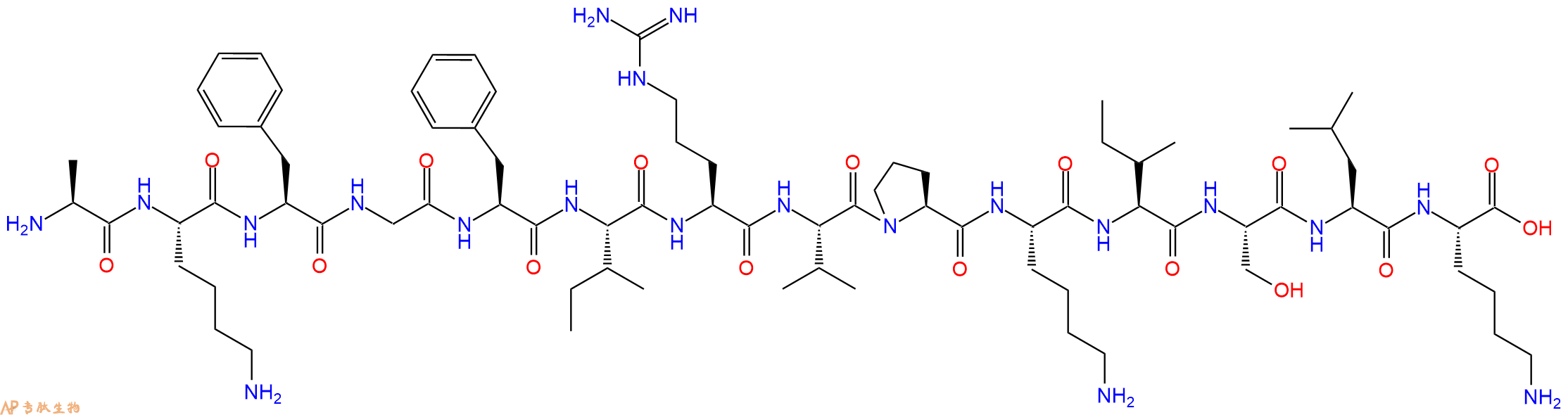 专肽生物产品H2N-Ala-Lys-Phe-Gly-Phe-Ile-Arg-Val-Pro-Lys-Ile-Ser-Leu-Lys-OH