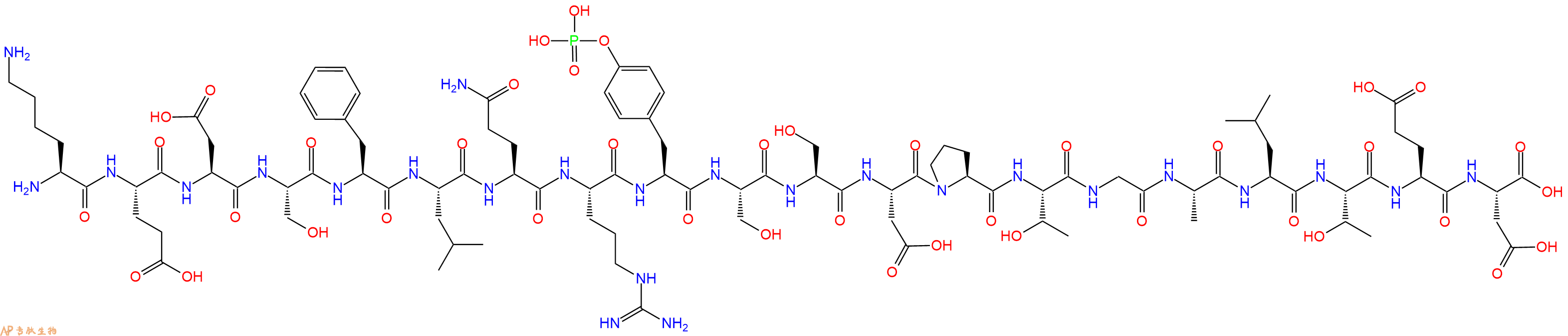 专肽生物产品H2N-Lys-Glu-Asp-Ser-Phe-Leu-Gln-Arg-Tyr(PO3H2)-Ser-Ser-Asp-Pro-Thr-Gly-Ala-Leu-Thr-Glu-Asp-OH