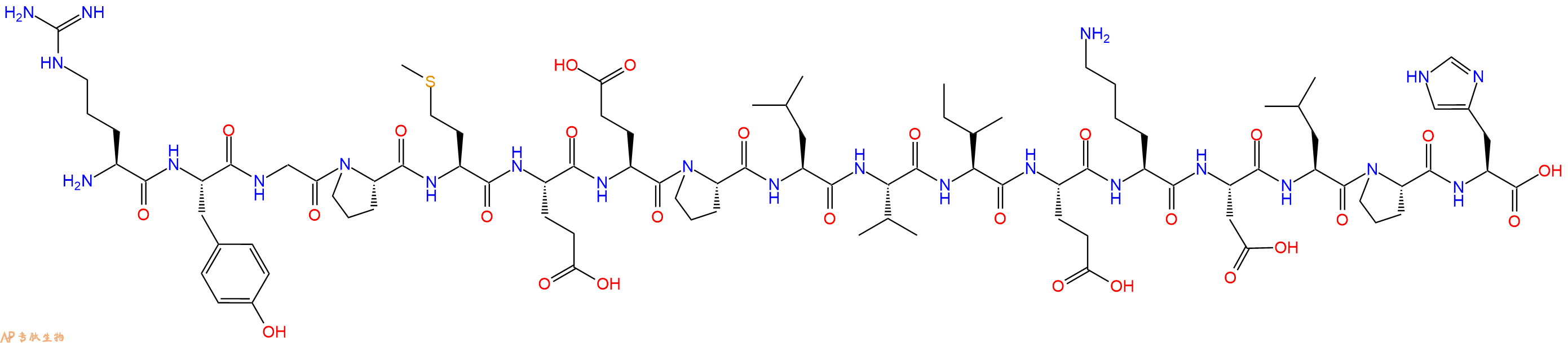 专肽生物产品H2N-Arg-Tyr-Gly-Pro-Met-Glu-Glu-Pro-Leu-Val-Ile-Glu-Lys-Asp-Leu-Pro-His-OH