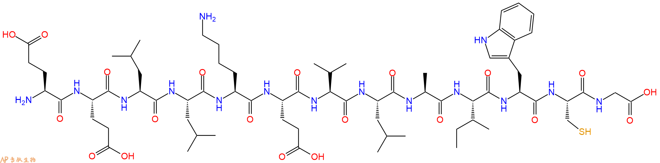 专肽生物产品H2N-Glu-Glu-Leu-Leu-Lys-Glu-Val-Leu-Ala-Ile-Trp-Cys-Gly-OH