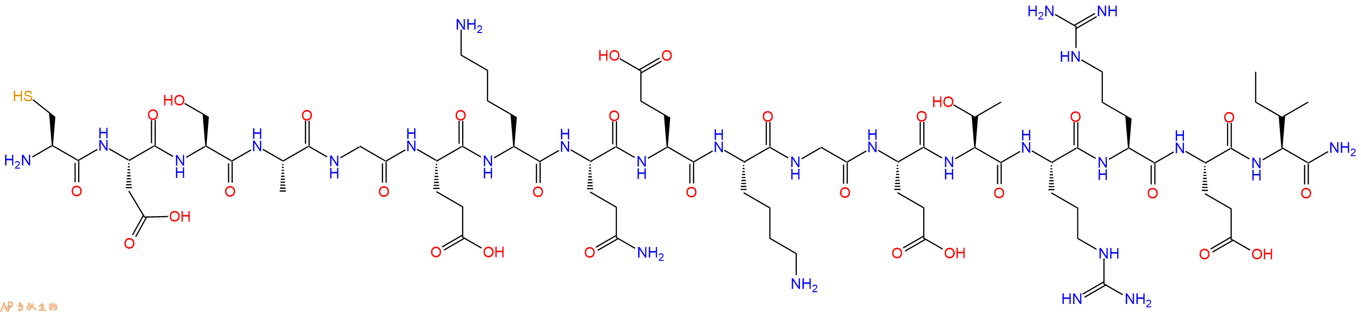 专肽生物产品H2N-Cys-Asp-Ser-Ala-Gly-Glu-Lys-Gln-Glu-Lys-Gly-Glu-Thr-Arg-Arg-Glu-Ile-CONH2