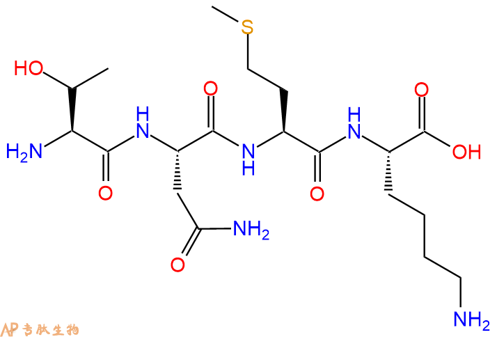 专肽生物产品H2N-Thr-Asn-Met-Lys-OH