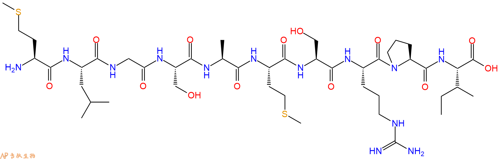 专肽生物产品H2N-Met-Leu-Gly-Ser-Ala-Met-Ser-Arg-Pro-Ile-OH