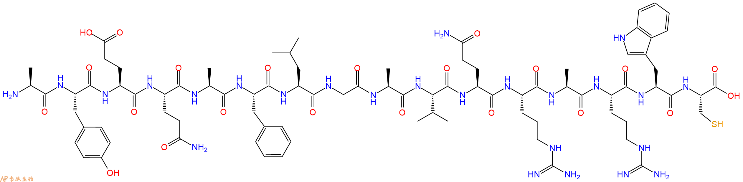 专肽生物产品H2N-Ala-Tyr-Glu-Gln-Ala-Phe-Leu-Gly-Ala-Val-Gln-Arg-Ala-Arg-Trp-Cys-OH