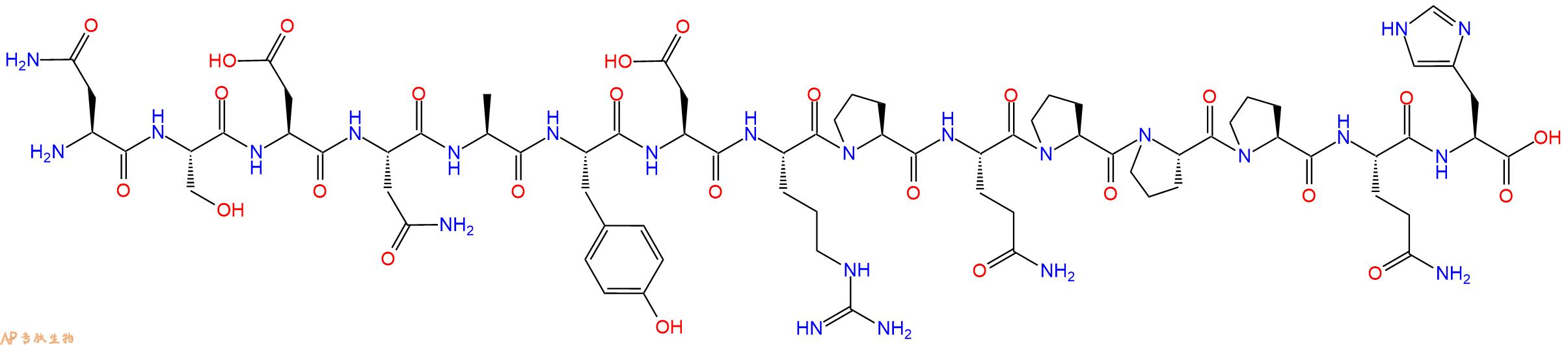 专肽生物产品H2N-Asn-Ser-Asp-Asn-Ala-Tyr-Asp-Arg-Pro-Gln-Pro-Pro-Pro-Gln-His-OH
