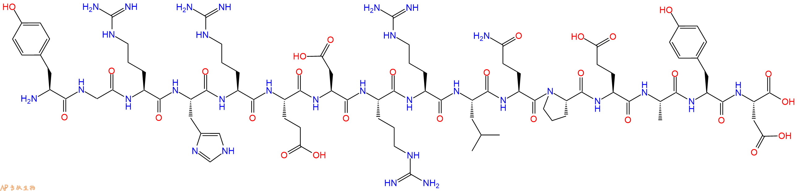 专肽生物产品H2N-Tyr-Gly-Arg-His-Arg-Glu-Asp-Arg-Arg-Leu-Gln-Pro-Glu-Ala-Tyr-Asp-OH