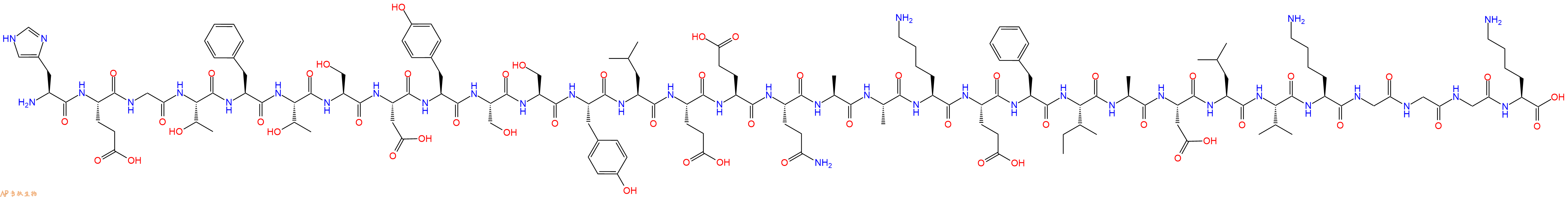 专肽生物产品H2N-His-Glu-Gly-Thr-Phe-Thr-Ser-Asp-Tyr-Ser-Ser-Tyr-Leu-Glu-Glu-Gln-Ala-Ala-Lys-Glu-Phe-Ile-Ala-Asp-Leu-Val-Lys-Gly-Gly-Gly-Lys-OH