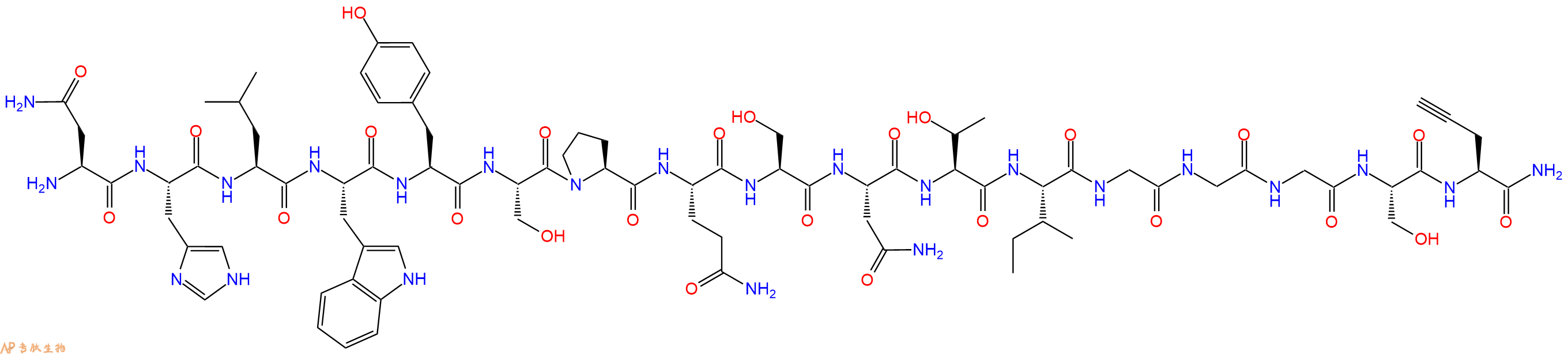 专肽生物产品H2N-Asn-His-Leu-Trp-Tyr-Ser-Pro-Gln-Ser-Asn-Thr-Ile-Gly-Gly-Gly-Ser-Pra-CONH2