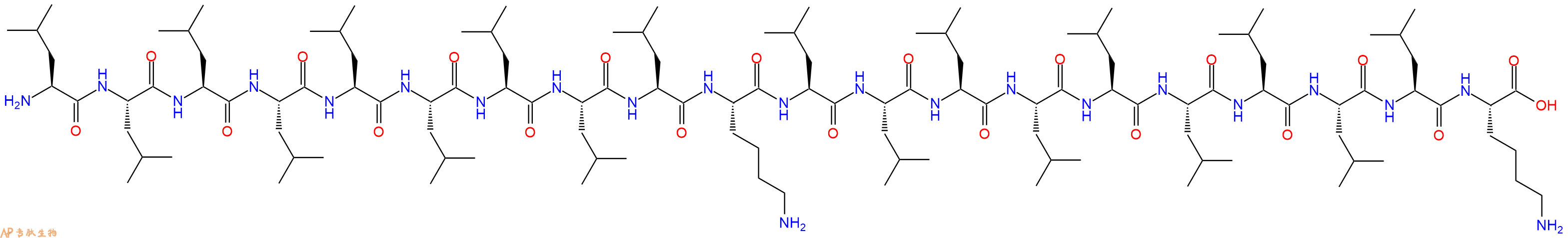 专肽生物产品H2N-Leu-Leu-Leu-Leu-Leu-Leu-Leu-Leu-Leu-Lys-Leu-Leu-Leu-Leu-Leu-Leu-Leu-Leu-Leu-Lys-OH