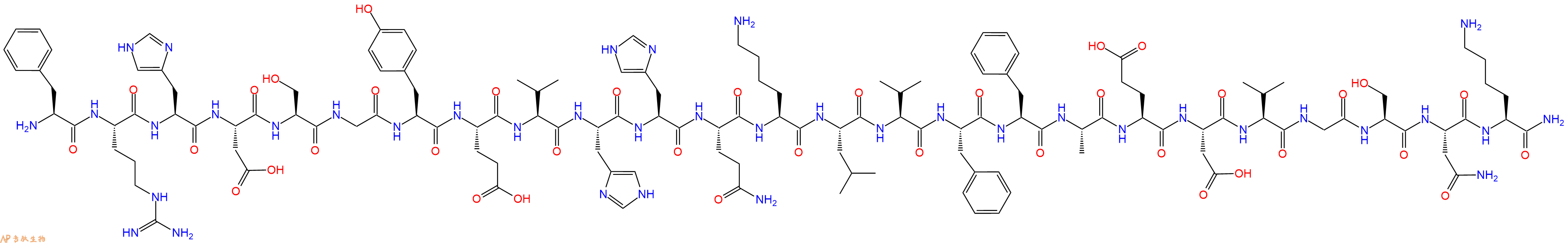 专肽生物产品H2N-Phe-Arg-His-Asp-Ser-Gly-Tyr-Glu-Val-His-His-Gln-Lys-Leu-Val-Phe-Phe-Ala-Glu-Asp-Val-Gly-Ser-Asn-Lys-CONH2