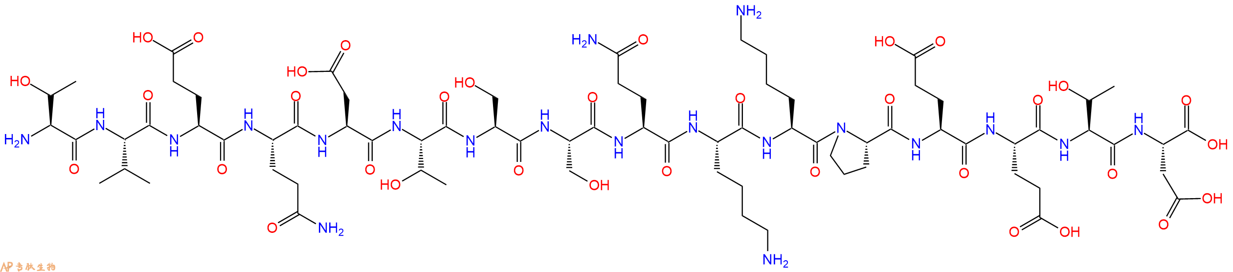 专肽生物产品H2N-Thr-Val-Glu-Gln-Asp-Thr-Ser-Ser-Gln-Lys-Lys-Pro-Glu-Glu-Thr-Asp-OH