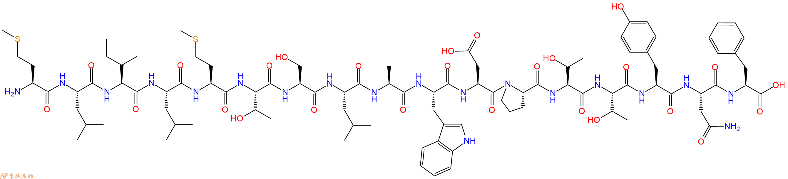 专肽生物产品H2N-Met-Leu-Ile-Leu-Met-Thr-Ser-Leu-Ala-Trp-Asp-Pro-Thr-Thr-Tyr-Asn-Phe-OH