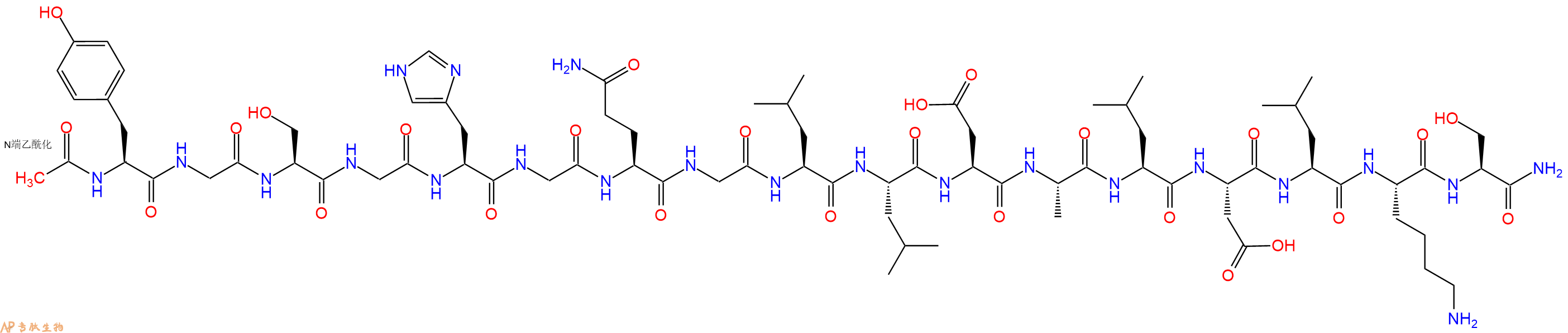 专肽生物产品Ac-Tyr-Gly-Ser-Gly-His-Gly-Gln-Gly-Leu-Leu-Asp-Ala-Leu-Asp-Leu-Lys-Ser-CONH2
