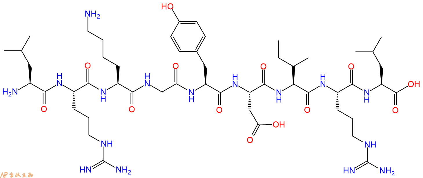 专肽生物产品H2N-Leu-Arg-Lys-Gly-Tyr-Asp-Ile-Arg-Leu-OH