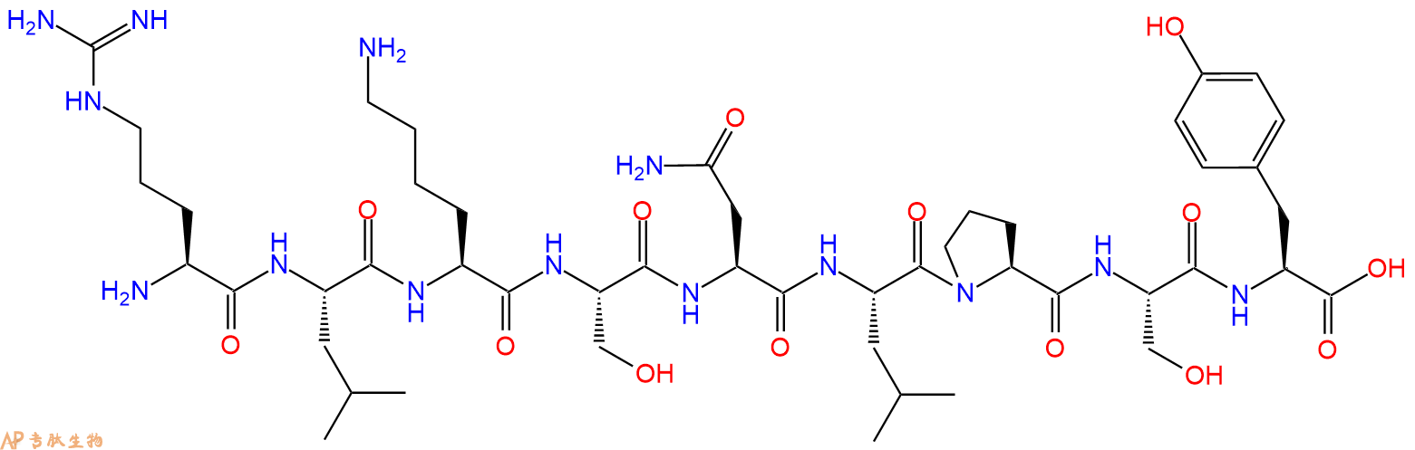 专肽生物产品H2N-Arg-Leu-Lys-Ser-Asn-Leu-Pro-Ser-Tyr-OH