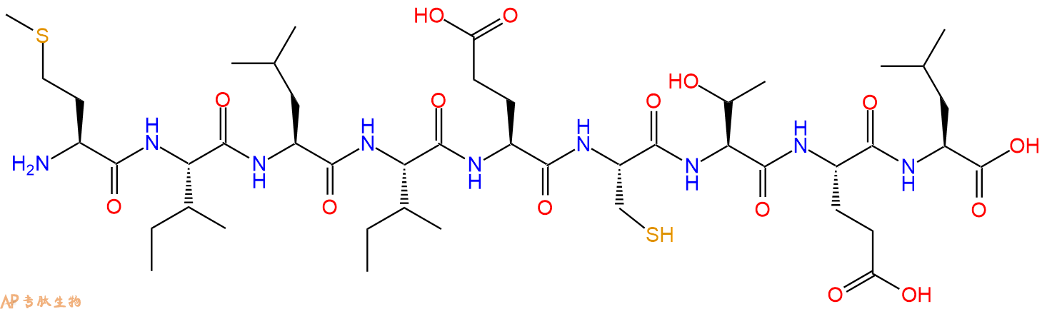 专肽生物产品H2N-Met-Ile-Leu-Ile-Glu-Cys-Thr-Glu-Leu-OH