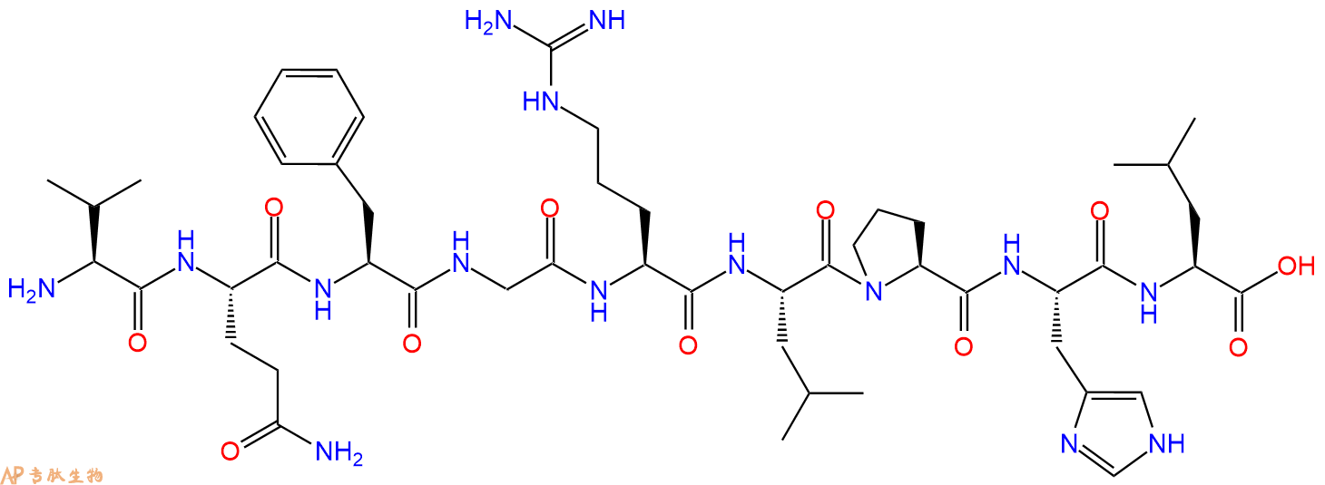 专肽生物产品H2N-Val-Gln-Phe-Gly-Arg-Leu-Pro-His-Leu-OH