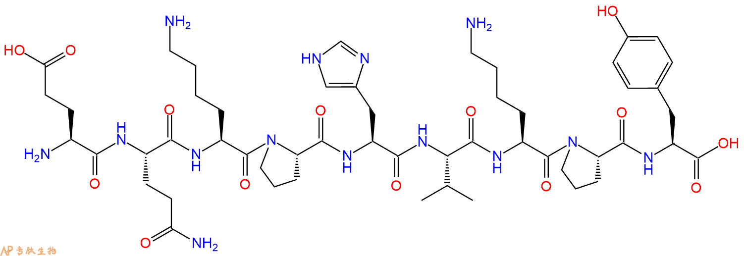 专肽生物产品H2N-Glu-Gln-Lys-Pro-His-Val-Lys-Pro-Tyr-OH