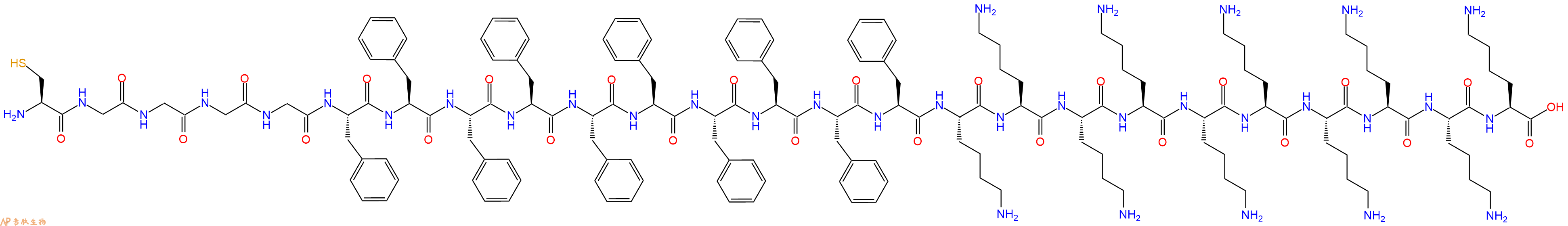专肽生物产品H2N-Cys-Gly-Gly-Gly-Gly-Phe-Phe-Phe-Phe-Phe-Phe-Phe-Phe-Phe-Phe-Lys-Lys-Lys-Lys-Lys-Lys-Lys-Lys-Lys-Lys-OH