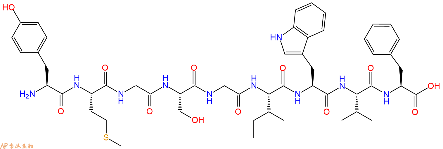专肽生物产品H2N-Tyr-Met-Gly-Ser-Gly-Ile-Trp-Val-Phe-OH