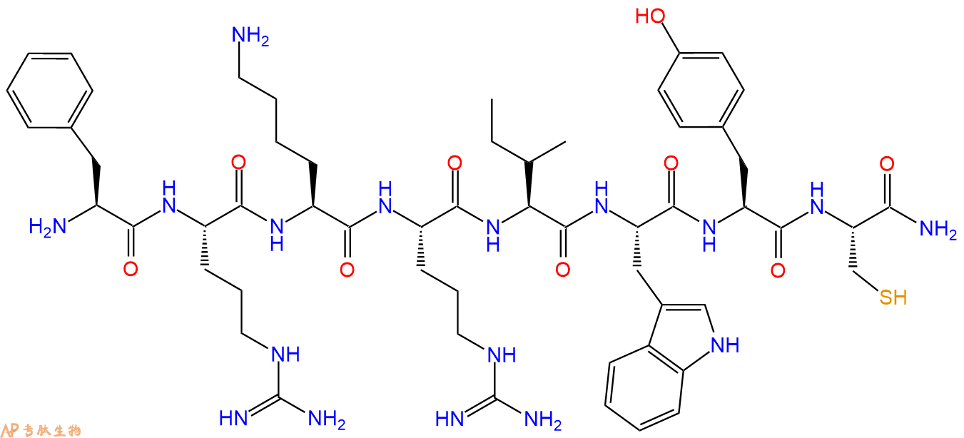 专肽生物产品H2N-Phe-Arg-Lys-Arg-Ile-Trp-Tyr-Cys-CONH2