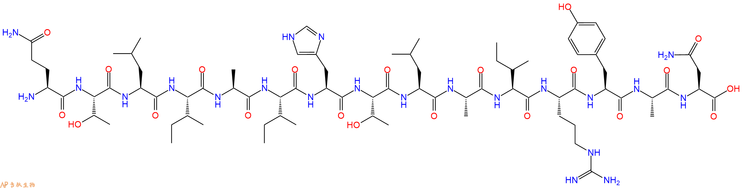 专肽生物产品H2N-Gln-Thr-Leu-Ile-Ala-Ile-His-Thr-Leu-Ala-Ile-Arg-Tyr-Ala-Asn-OH