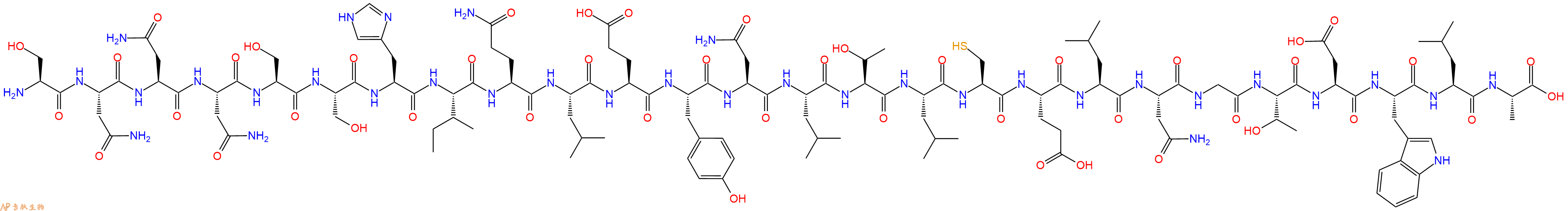 专肽生物产品H2N-Ser-Asn-Asn-Asn-Ser-Ser-His-Ile-Gln-Leu-Glu-Tyr-Asn-Leu-Thr-Leu-Cys-Glu-Leu-Asn-Gly-Thr-Asp-Trp-Leu-Ala-OH