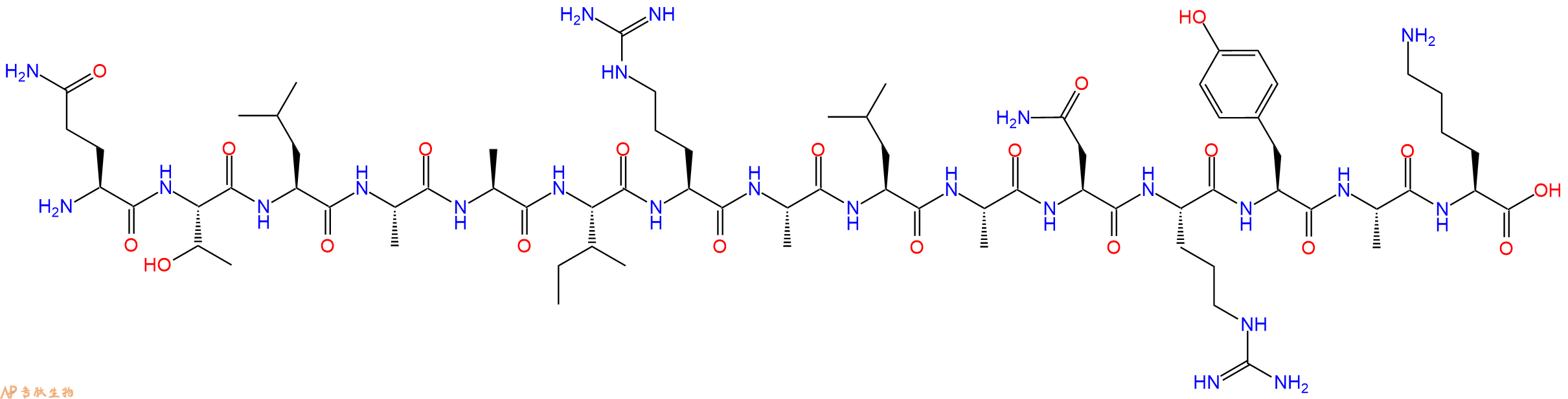 专肽生物产品H2N-Gln-Thr-Leu-Ala-Ala-Ile-Arg-Ala-Leu-Ala-Asn-Arg-Tyr-Ala-Lys-OH