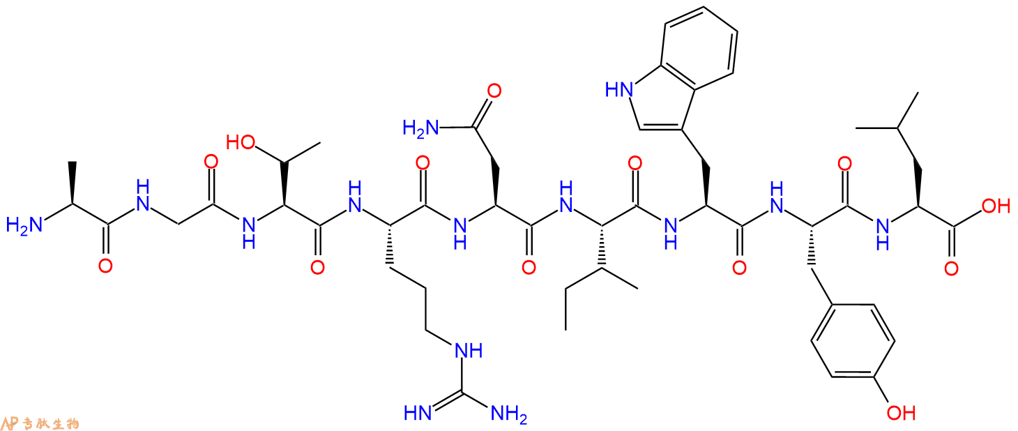 专肽生物产品H2N-Ala-Gly-Thr-Arg-Asn-Ile-Trp-Tyr-Leu-OH
