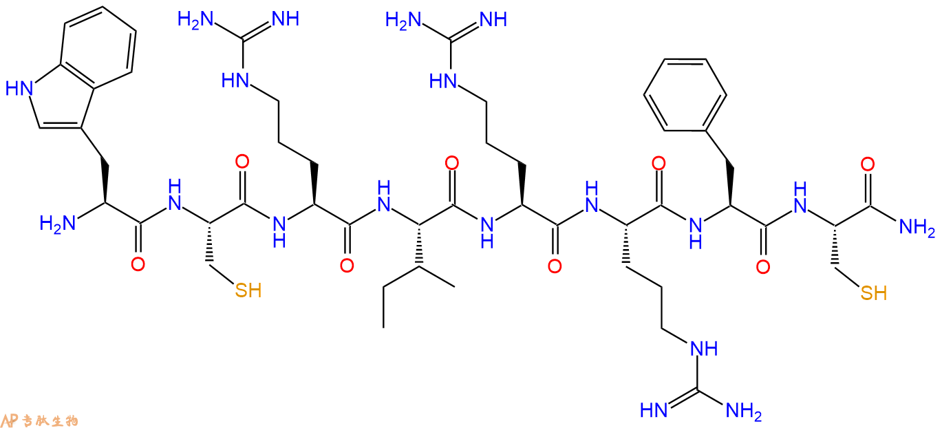 专肽生物产品H2N-Trp-Cys-Arg-Ile-Arg-Arg-Phe-Cys-CONH2