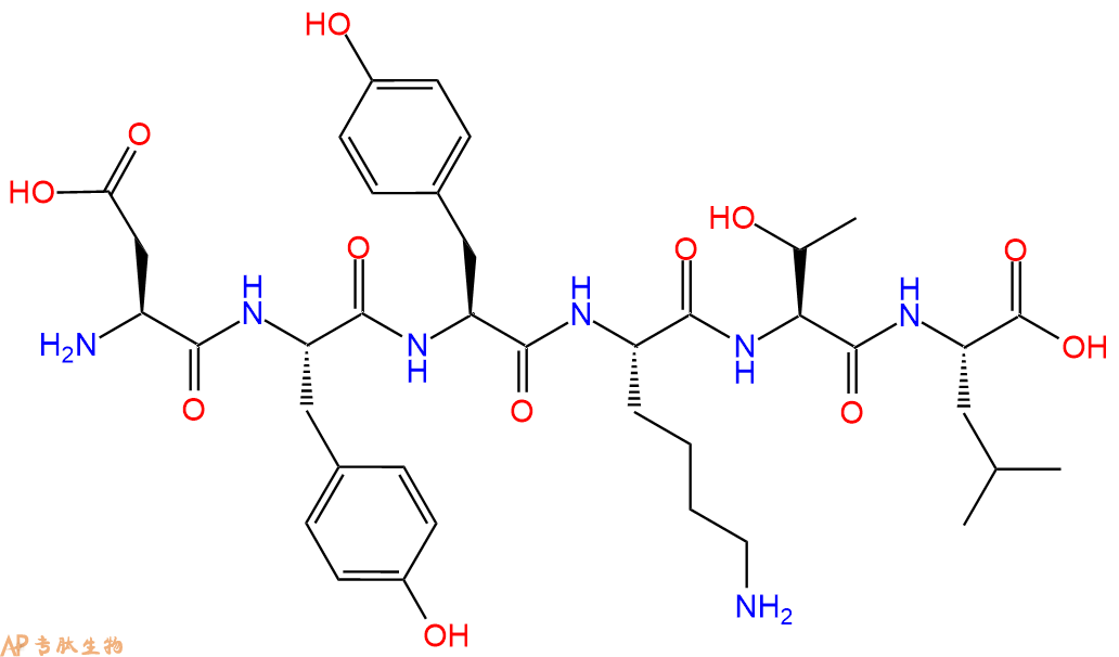 专肽生物产品H2N-Asp-Tyr-Tyr-Lys-Thr-Leu-OH