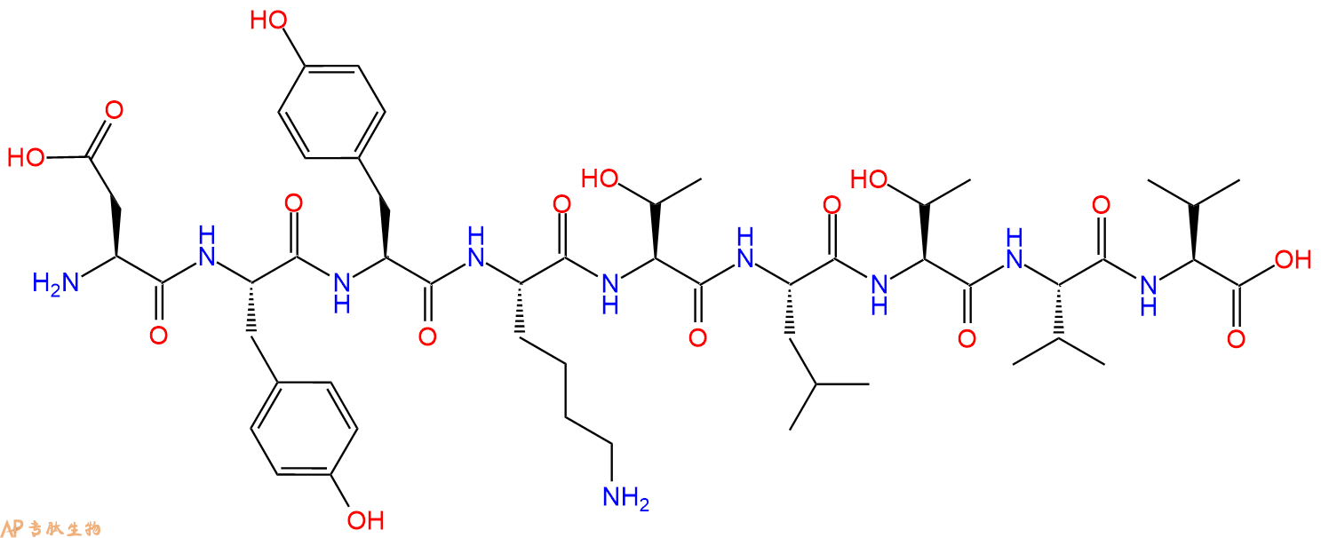 专肽生物产品H2N-Asp-Tyr-Tyr-Lys-Thr-Leu-Thr-Val-Val-OH