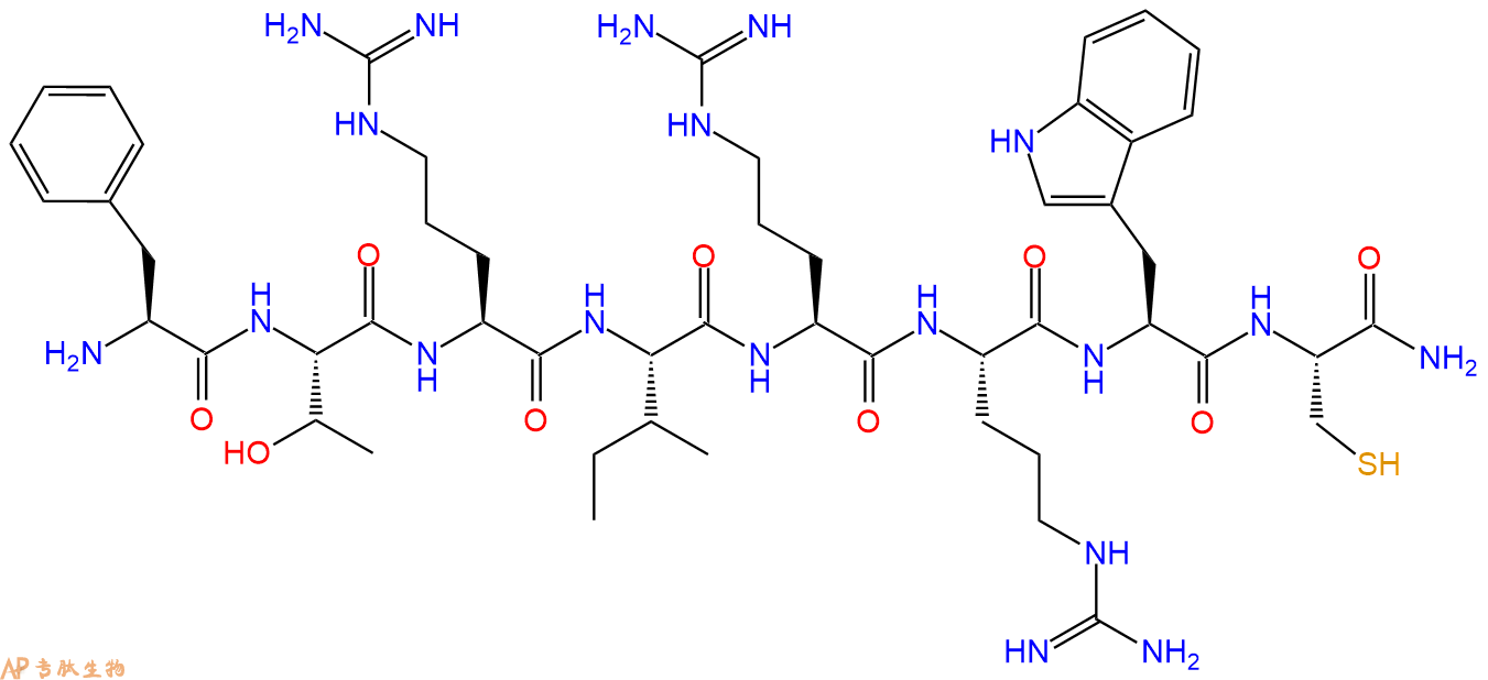 专肽生物产品H2N-Phe-Thr-Arg-Ile-Arg-Arg-Trp-Cys-CONH2