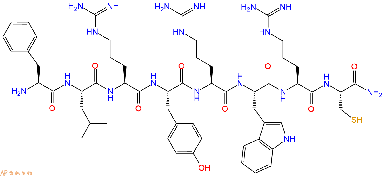 专肽生物产品H2N-Phe-Leu-Arg-Tyr-Arg-Trp-Arg-Cys-CONH2