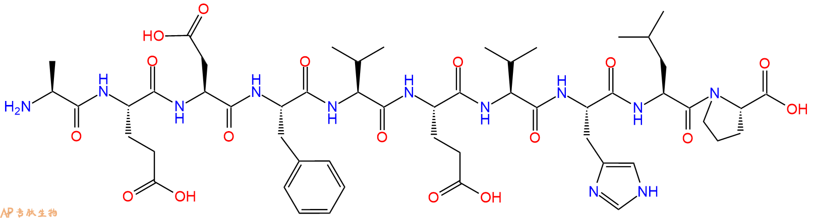 专肽生物产品H2N-Ala-Glu-Asp-Phe-Val-Glu-Val-His-Leu-Pro-OH